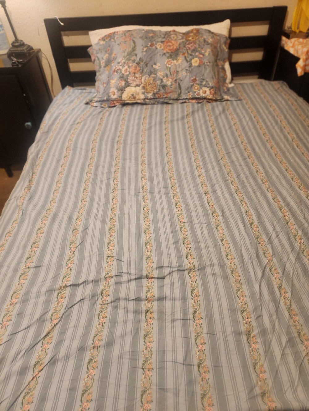 Ralph Lauren Floral Stripes Reversible Cotton King Size Duvet Cover & 1 Sham